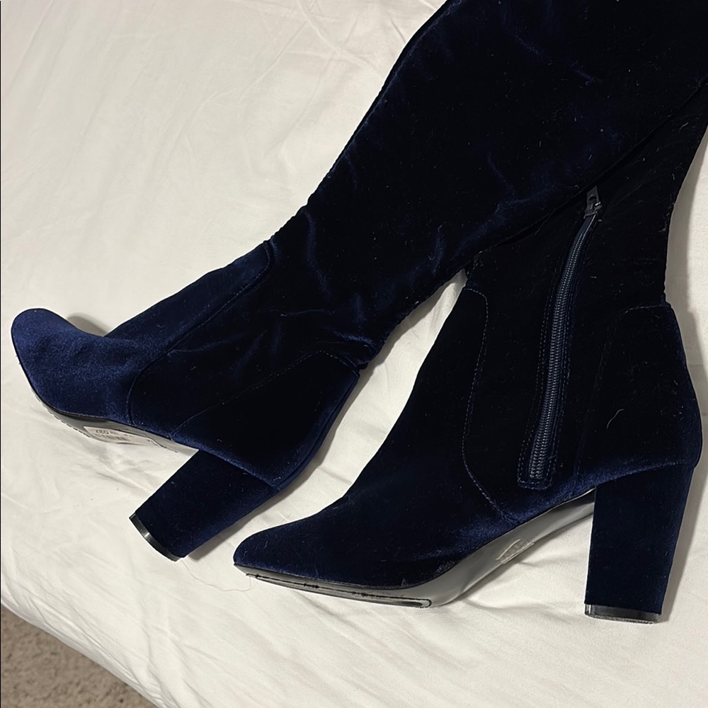 L4L Above the Knee Navy Velvet Women's Boots